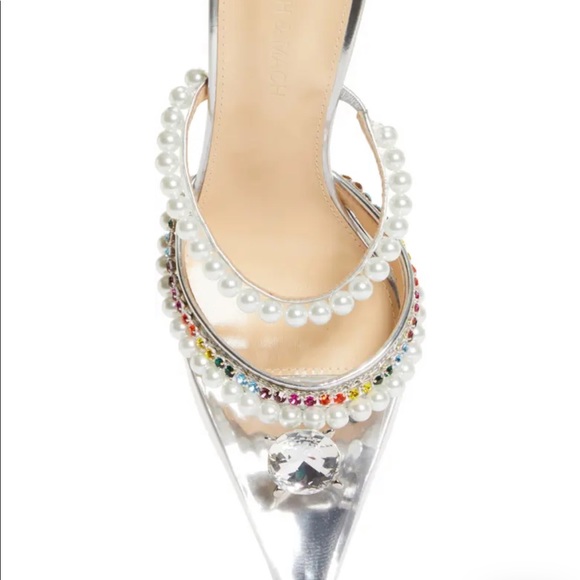 Mach & Mach Diamond of Elizabeth Imitation Pearl Pointed Toe Mule - Picture 3 of 7